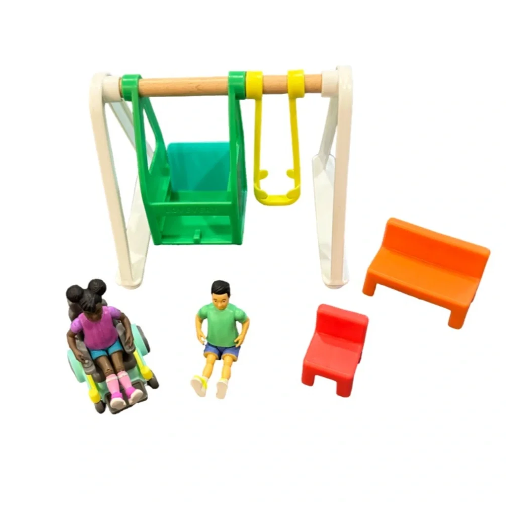 LOVEVERY Wooden Modular Village & Pathways and Friends & Swing Set
